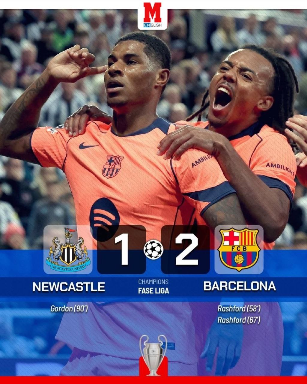 BREAKING: Rashford’s brace propels Catalans to first victory in UCL