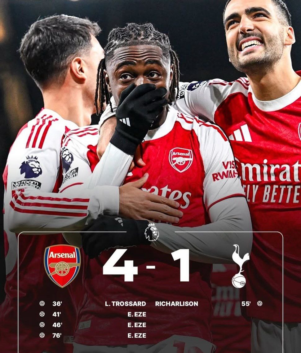 New: Arsenal 4 – 1 Tottenham Highlights